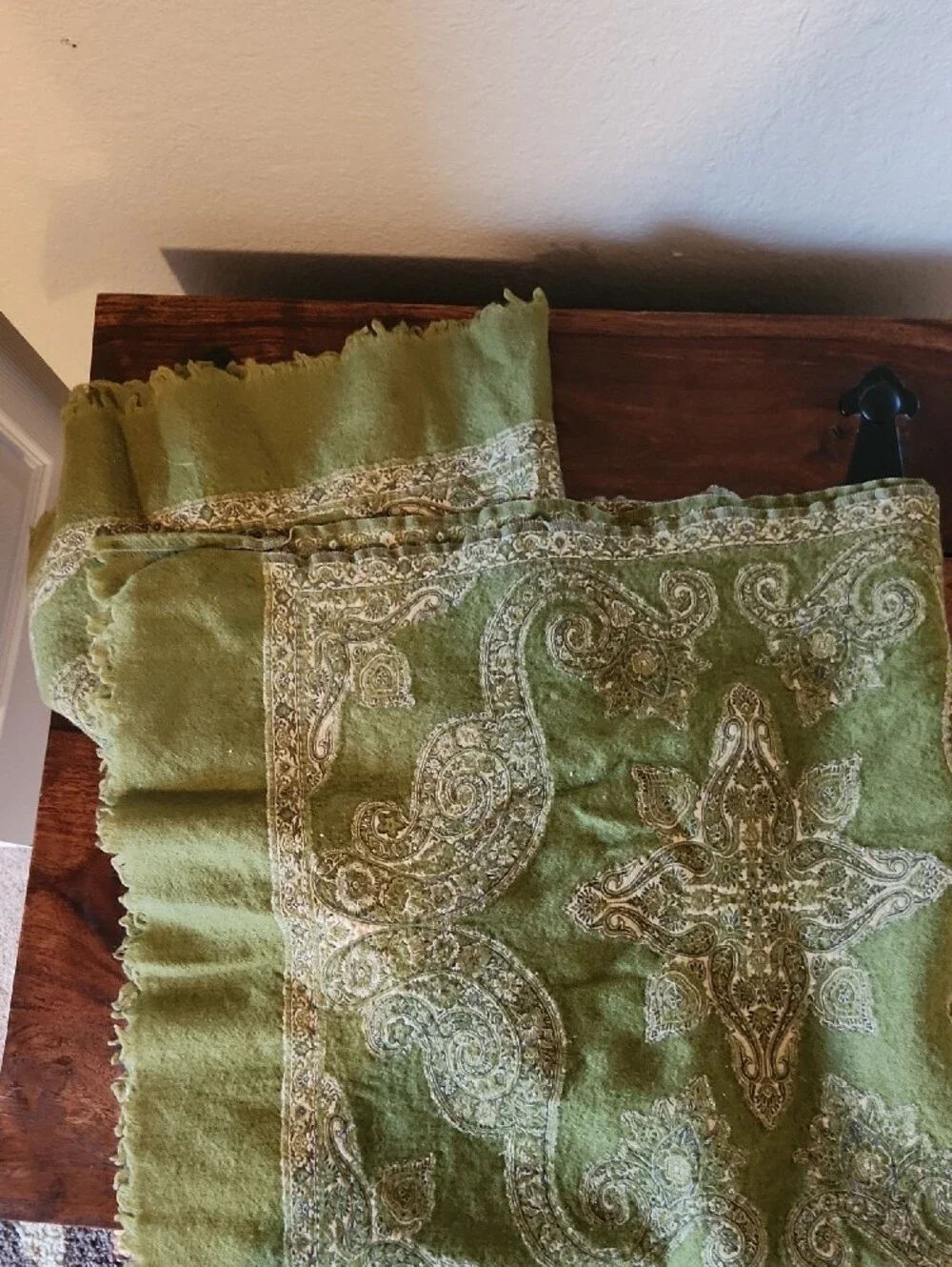Pottery Barn Olive Green Wool-Cotton Blend Throw Sz 40 X 60